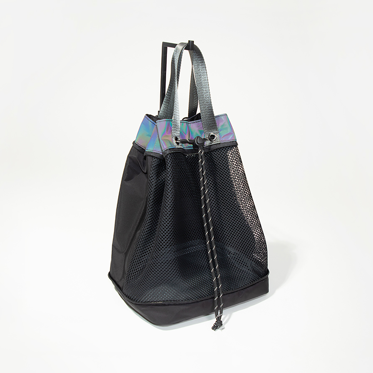 Black Multicolored Mesh Bucket Bag