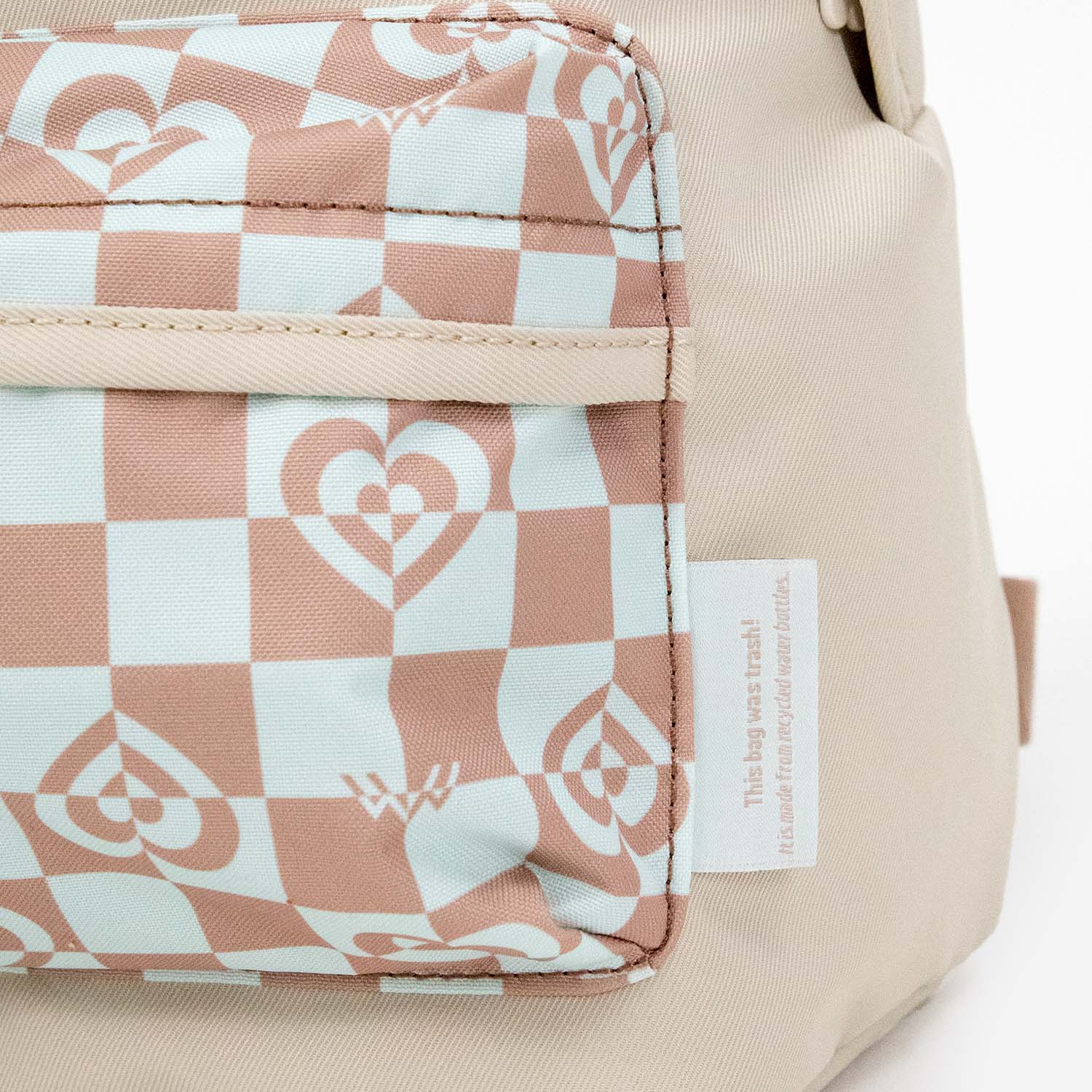 Doughnut Official Kaleido Series Plus One Mini Backpack in Mushroom Checked